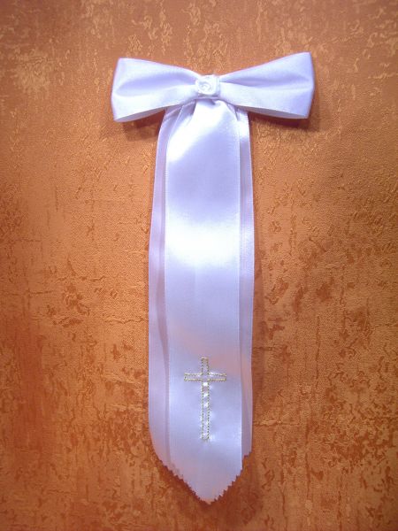 Schleife Satin Kreuz in Gold 300 / 200 mm     5531